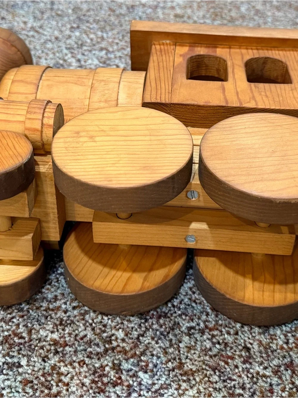 Handcrafted Natural Wood Toy Train Set - Brown Wooden Kids Train